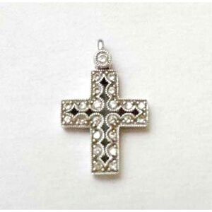 Vintage 18k White Gold Cross with Diamonds